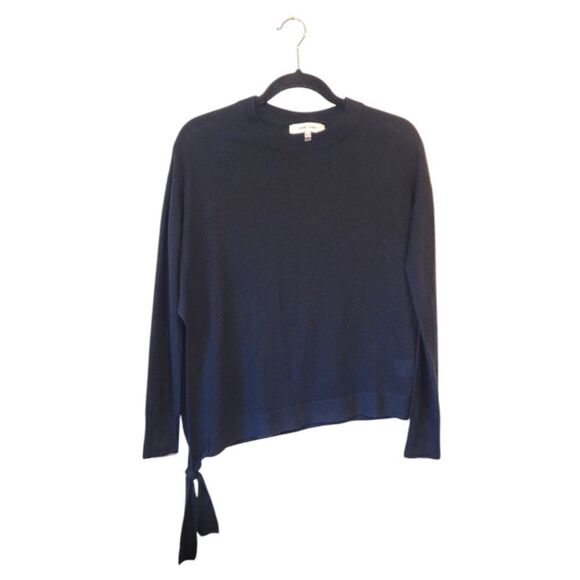 John + Jenn Black Side Slit Tie Lightweight Sweater - Picture 1 of 7